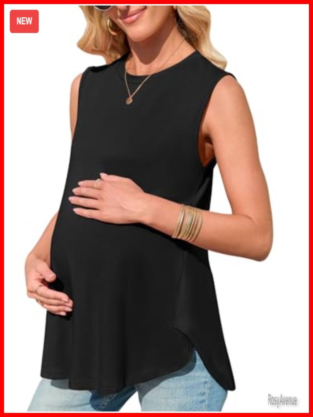 Maternity Tank Top Sleeveless Pregnancy Shirt Side Split Tunic